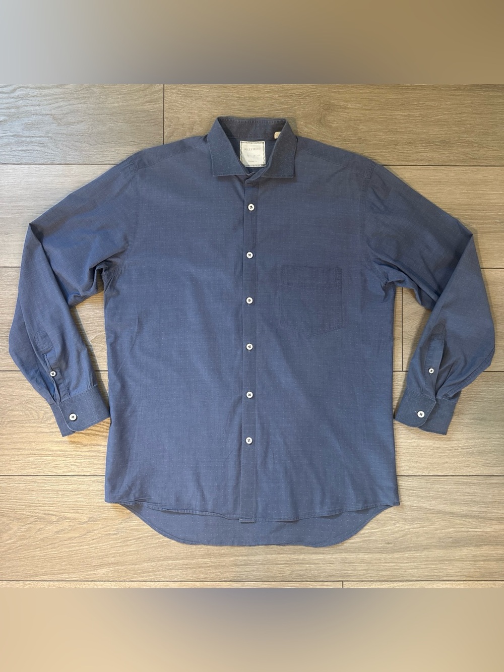 Billy Reid Mens Medium Blue 1-Pocket Shirt Button Down Long Sleeve Standard Fit